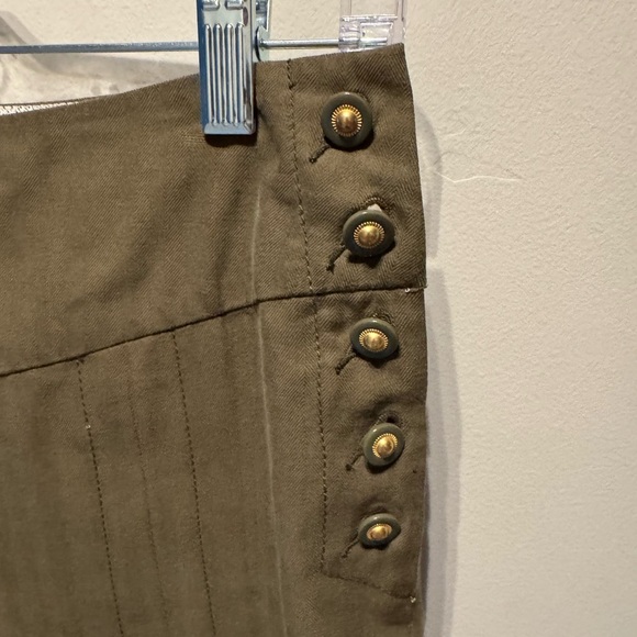 Anthropologie Elevenses moss green wide-leg pants with side buttons Size 2 - Picture 4 of 5